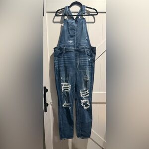 American Eagle Outfitters Dark Blue Denim Overalls